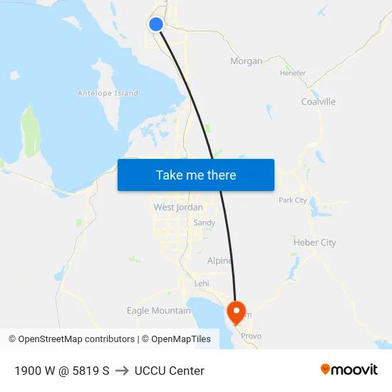 1900 W @ 5819 S to UCCU Center map