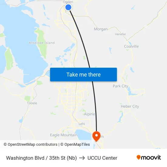 Washington Blvd / 35th St (Nb) to UCCU Center map