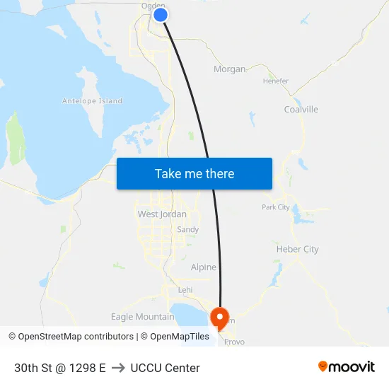 30th St @ 1298 E to UCCU Center map