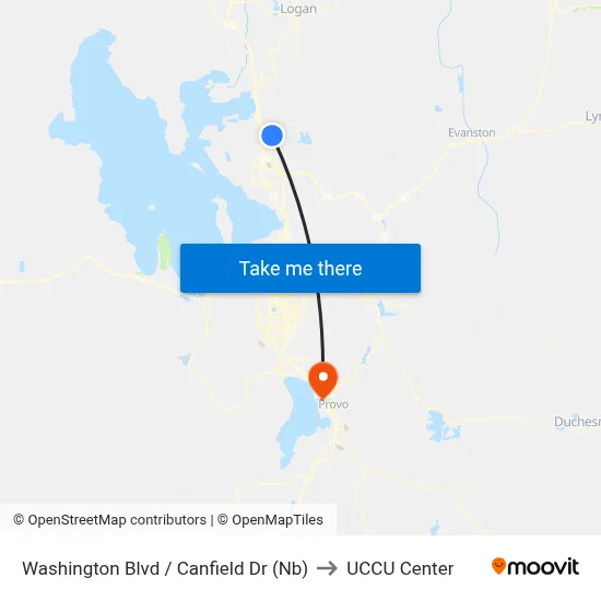 Washington Blvd / Canfield Dr (Nb) to UCCU Center map