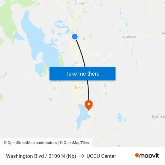 Washington Blvd / 2100 N (Nb) to UCCU Center map