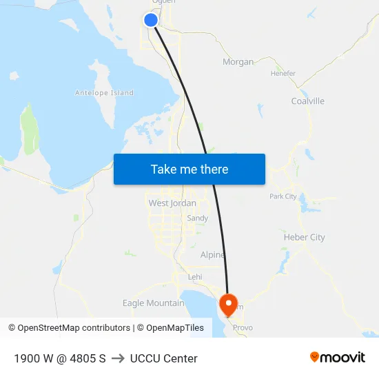 1900 W @ 4805 S to UCCU Center map