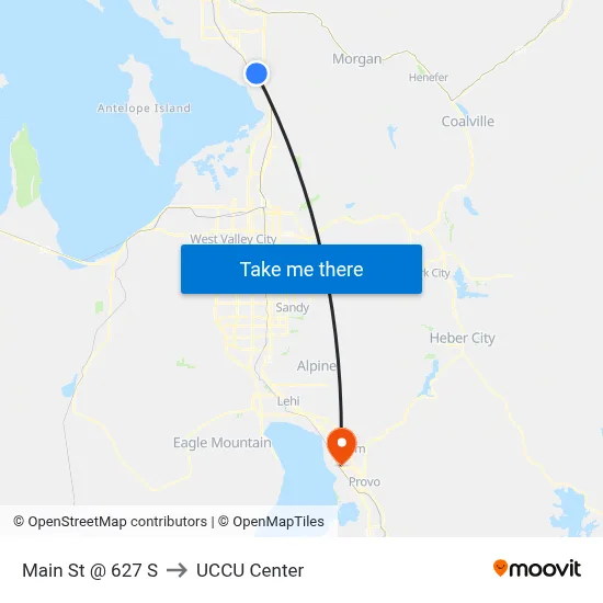 Main St @ 627 S to UCCU Center map