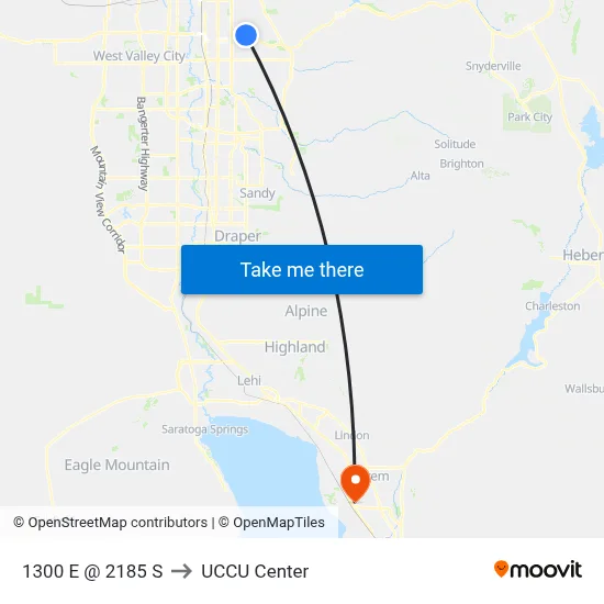 1300 E @ 2185 S to UCCU Center map