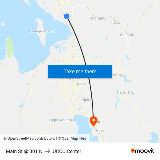 Main St @ 301 N to UCCU Center map