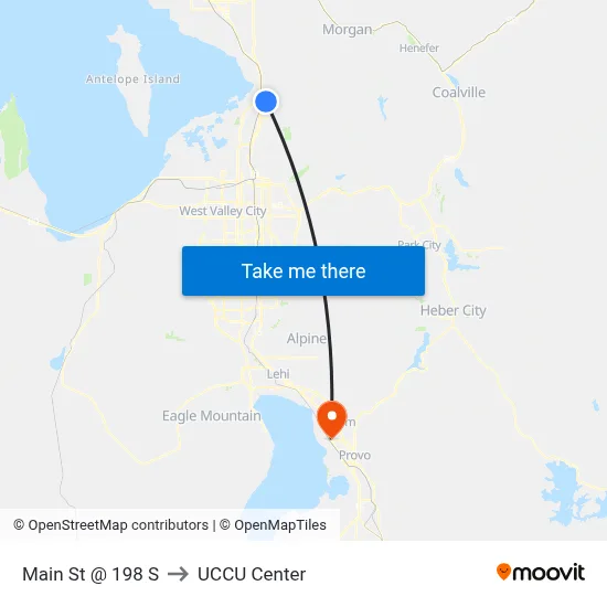 Main St @ 198 S to UCCU Center map