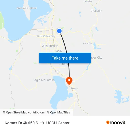 Komas Dr @ 650 S to UCCU Center map