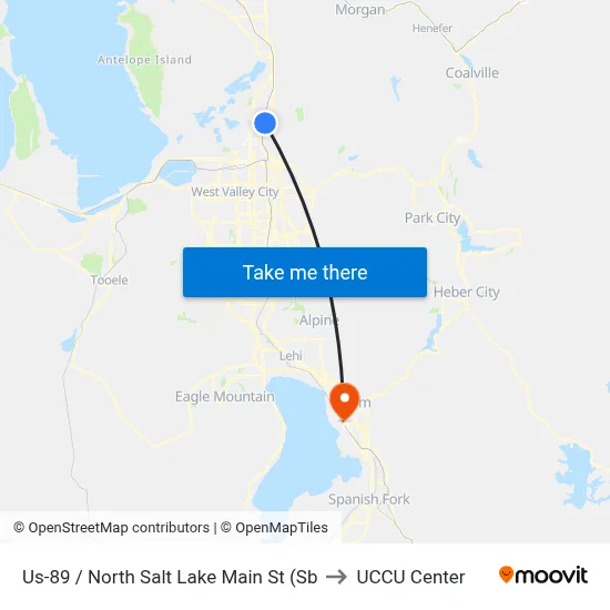 Us-89 / North Salt Lake Main St (Sb to UCCU Center map