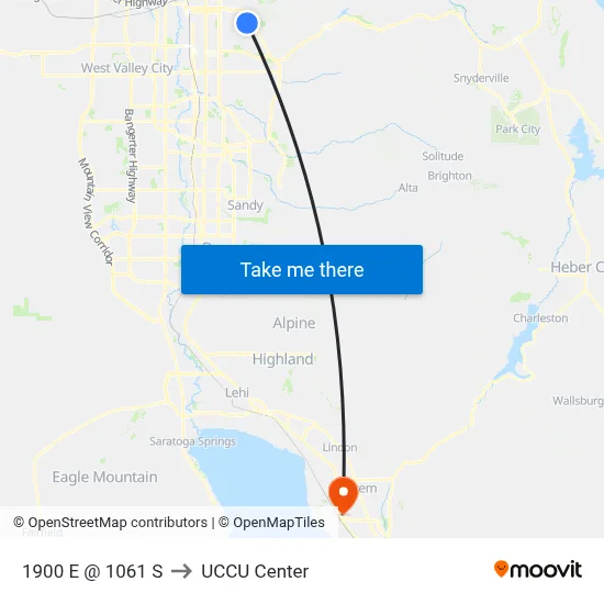 1900 E @ 1061 S to UCCU Center map