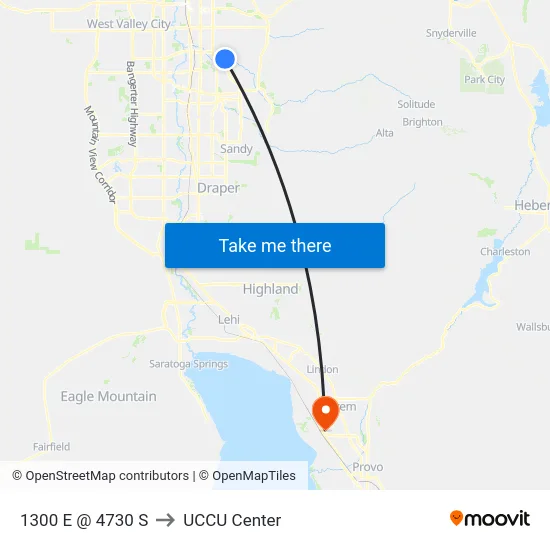 1300 E @ 4730 S to UCCU Center map