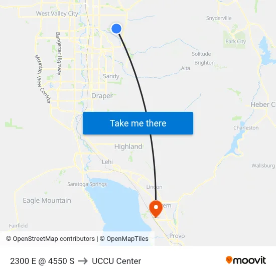 2300 E @ 4550 S to UCCU Center map