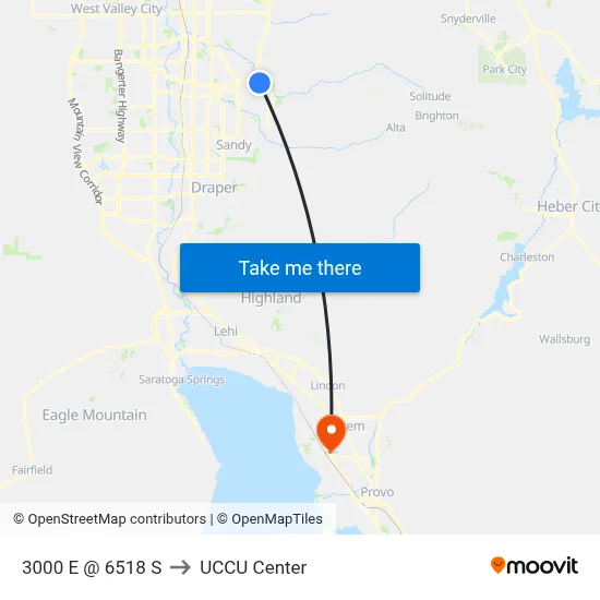 3000 E @ 6518 S to UCCU Center map