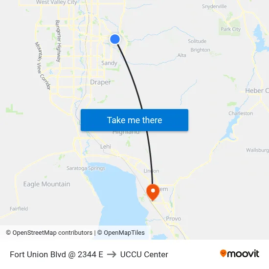 Fort Union Blvd @ 2344 E to UCCU Center map