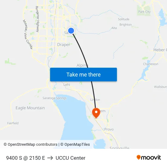 9400 S @ 2150 E to UCCU Center map
