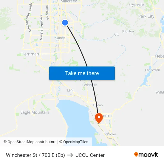 Winchester St / 700 E (Eb) to UCCU Center map