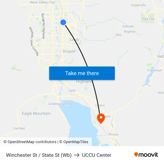 Winchester St / State St (Wb) to UCCU Center map