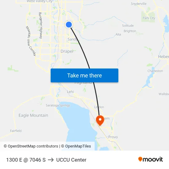1300 E @ 7046 S to UCCU Center map