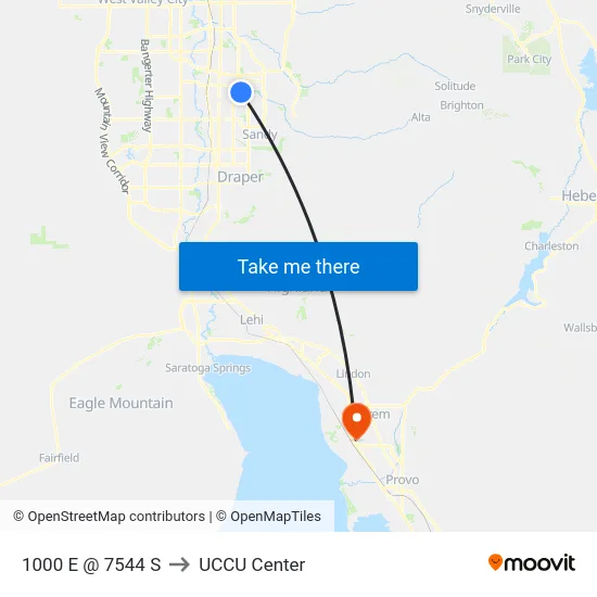 1000 E @ 7544 S to UCCU Center map