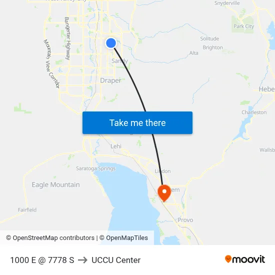1000 E @ 7778 S to UCCU Center map