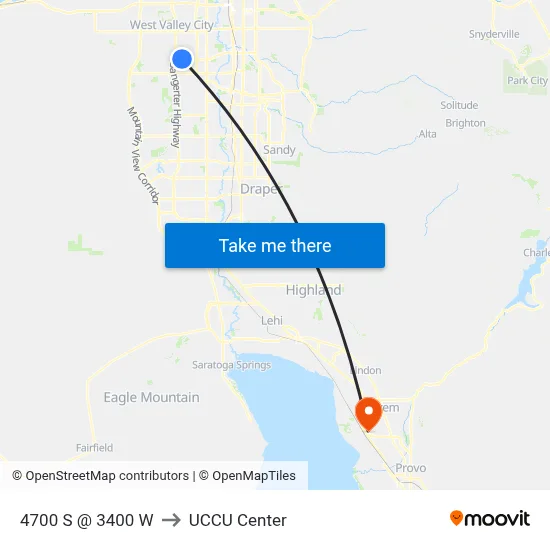 4700 S @ 3400 W to UCCU Center map