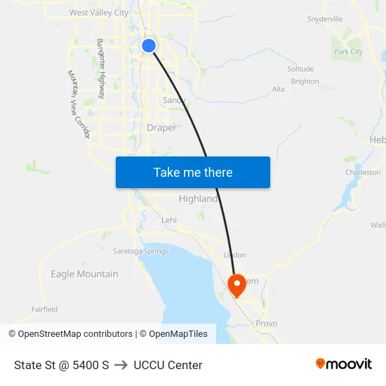 State St @ 5400 S to UCCU Center map