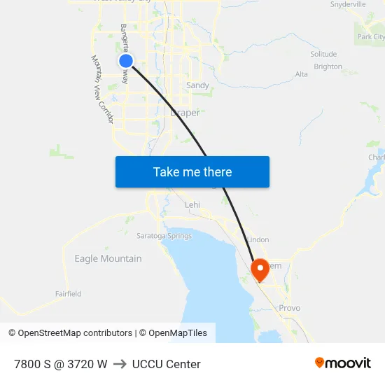 7800 S @ 3720 W to UCCU Center map