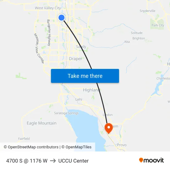 4700 S @ 1176 W to UCCU Center map