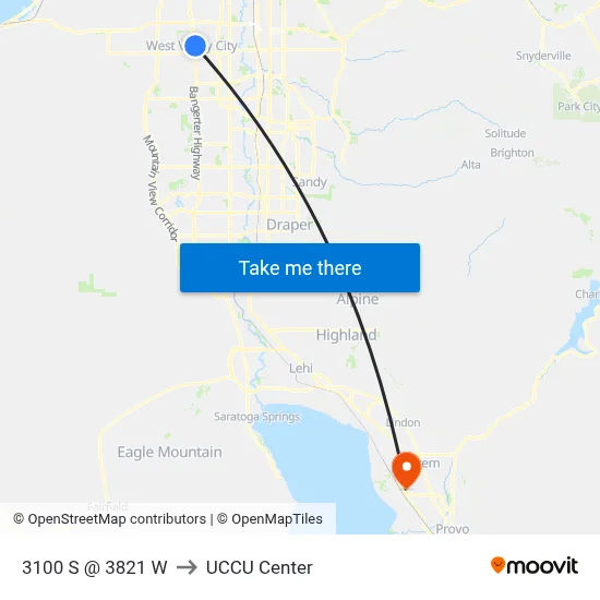 3100 S @ 3821 W to UCCU Center map