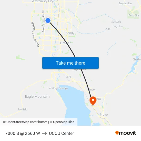7000 S @ 2660 W to UCCU Center map