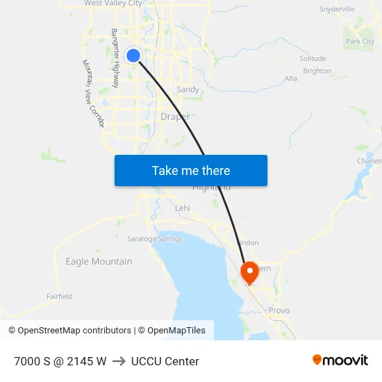 7000 S @ 2145 W to UCCU Center map