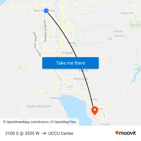 3100 S @ 3555 W to UCCU Center map