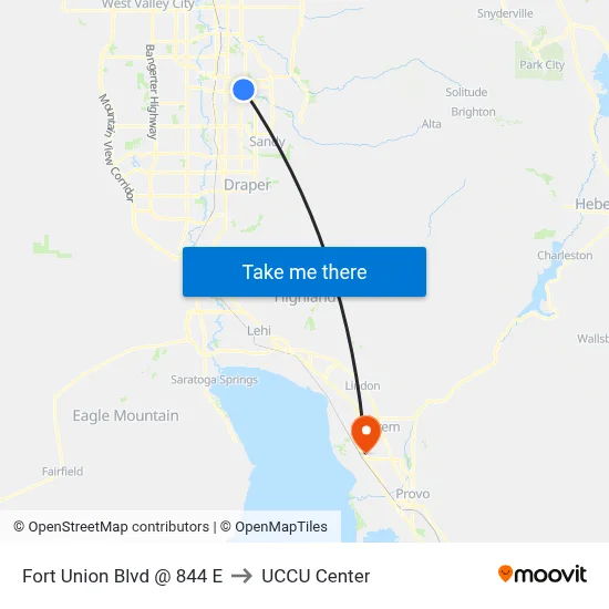 Fort Union Blvd @ 844 E to UCCU Center map