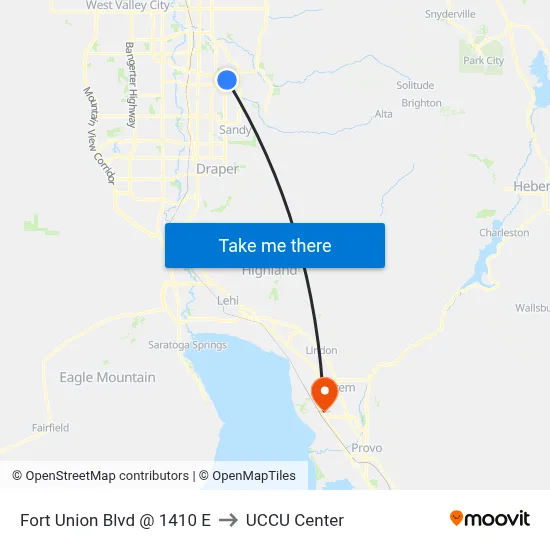 Fort Union Blvd @ 1410 E to UCCU Center map