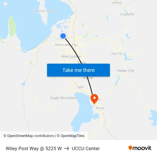 Wiley Post Way @ 5225 W to UCCU Center map