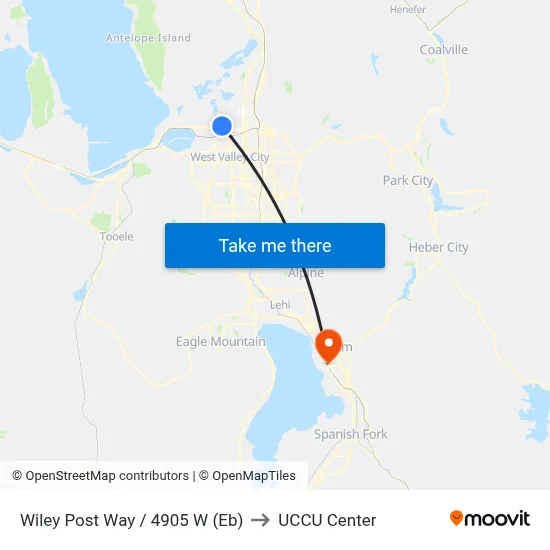 Wiley Post Way / 4905 W (Eb) to UCCU Center map