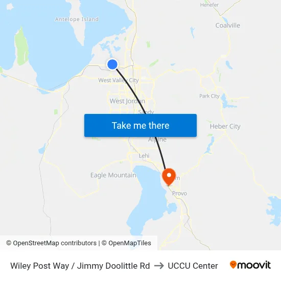 Wiley Post Way / Jimmy Doolittle Rd to UCCU Center map