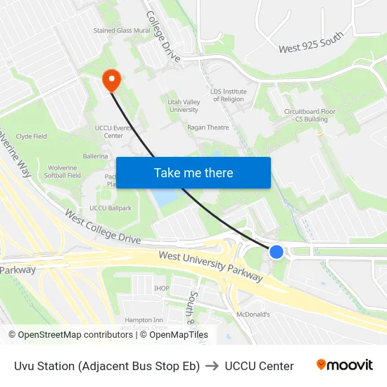 Uvu Station (Adjacent Bus Stop Eb) to UCCU Center map