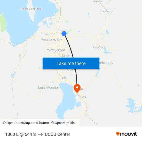 1300 E @ 544 S to UCCU Center map