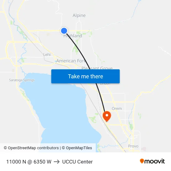 11000 N @ 6350 W to UCCU Center map