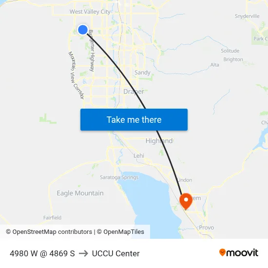 4980 W @ 4869 S to UCCU Center map