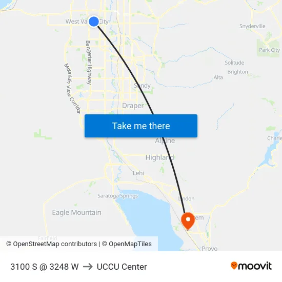 3100 S @ 3248 W to UCCU Center map