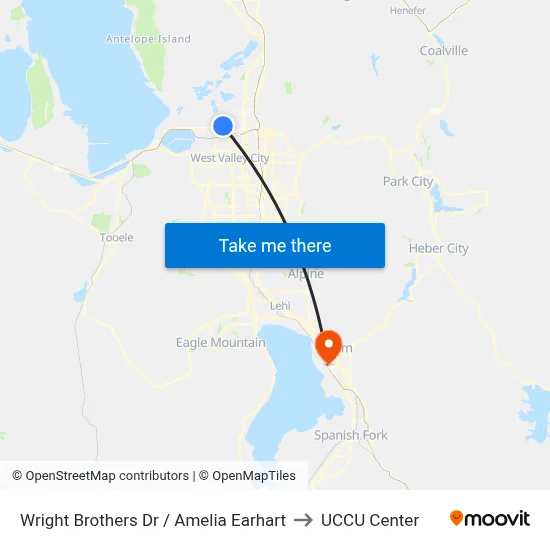 Wright Brothers Dr / Amelia Earhart to UCCU Center map