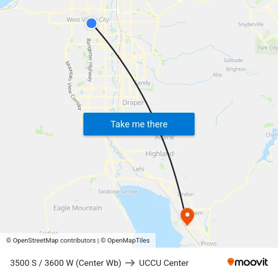 3500 S / 3600 W (Center Wb) to UCCU Center map