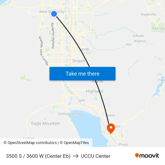 3500 S / 3600 W (Center Eb) to UCCU Center map