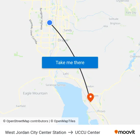 West Jordan City Center Station to UCCU Center map