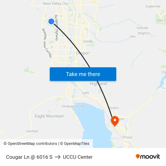 Cougar Ln @ 6016 S to UCCU Center map