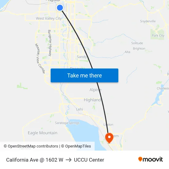 California Ave @ 1602 W to UCCU Center map