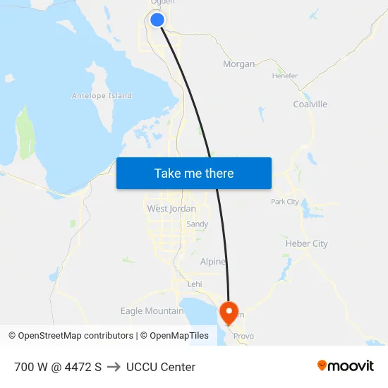 700 W @ 4472 S to UCCU Center map