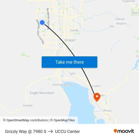 Grizzly Way @ 7980 S to UCCU Center map