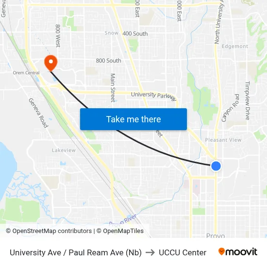University Ave / Paul Ream Ave (Nb) to UCCU Center map
